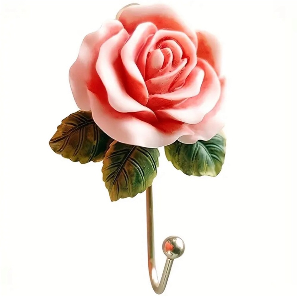 Pink Rose Resin Decorative Wall Hook